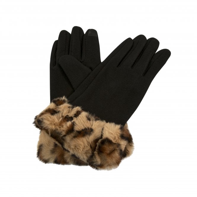 Brown Leopard Cuff Gloves