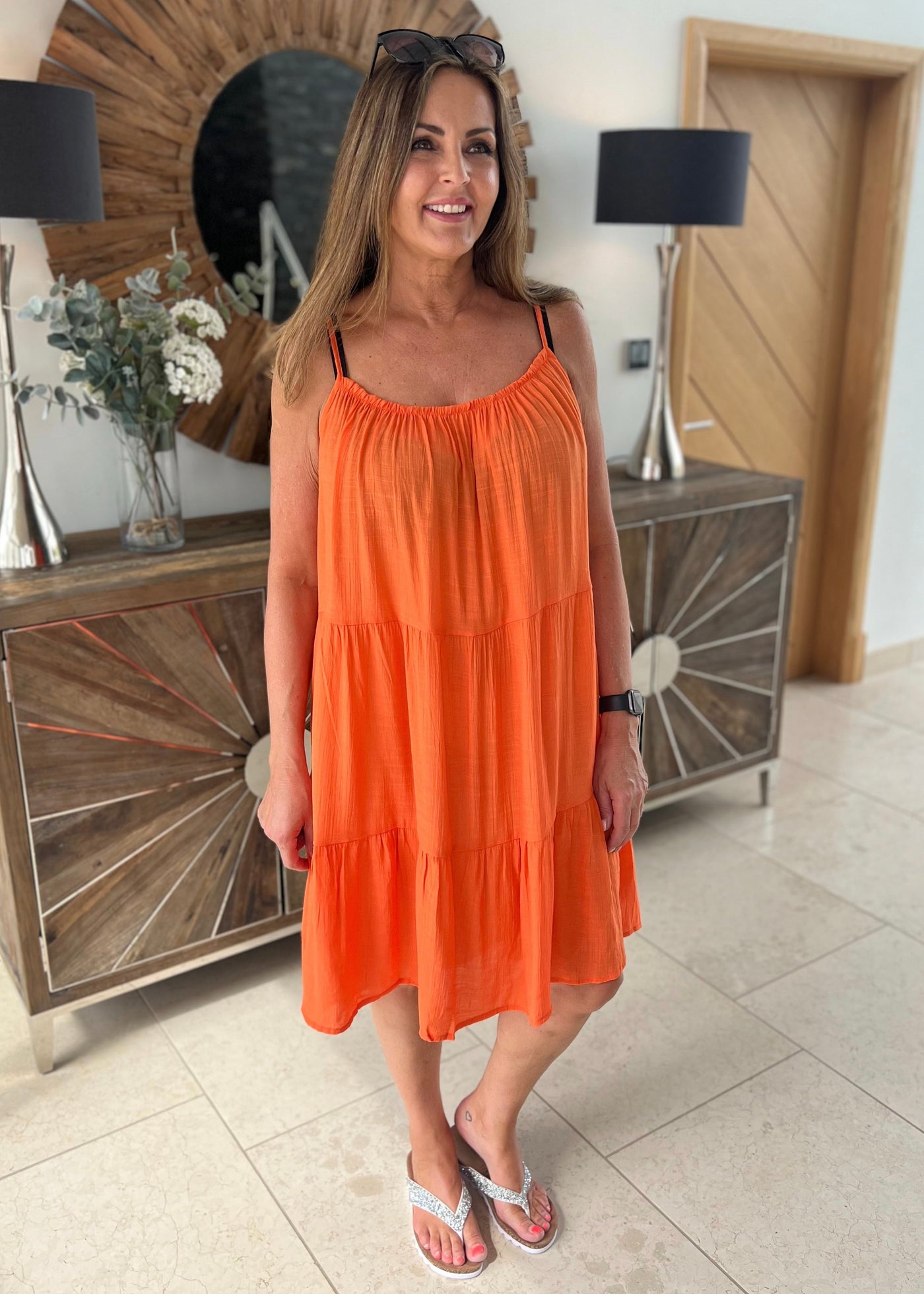 Orange Tiered Beach Dress