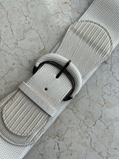 Cream Elasticated Croc Belt