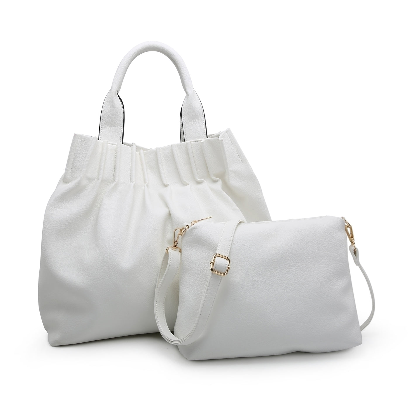 White Bag Set with Ruched Detail