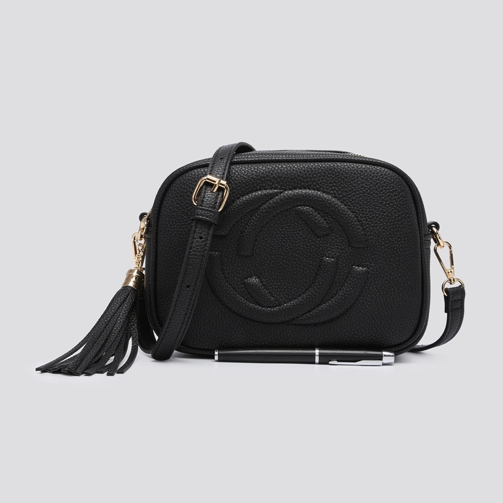 Black Embossed Cross Body Bag