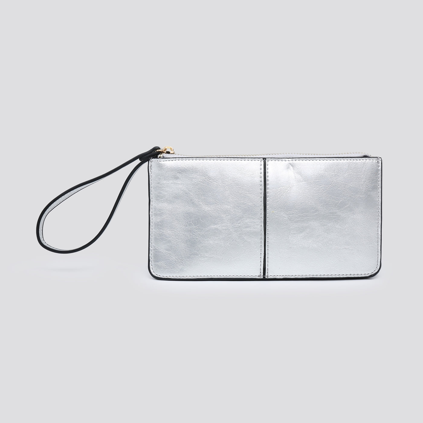 Silver Mini Zip Clutch