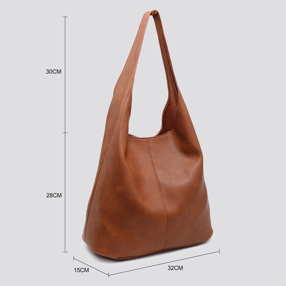 Tan Slouchy Shoulder Bag