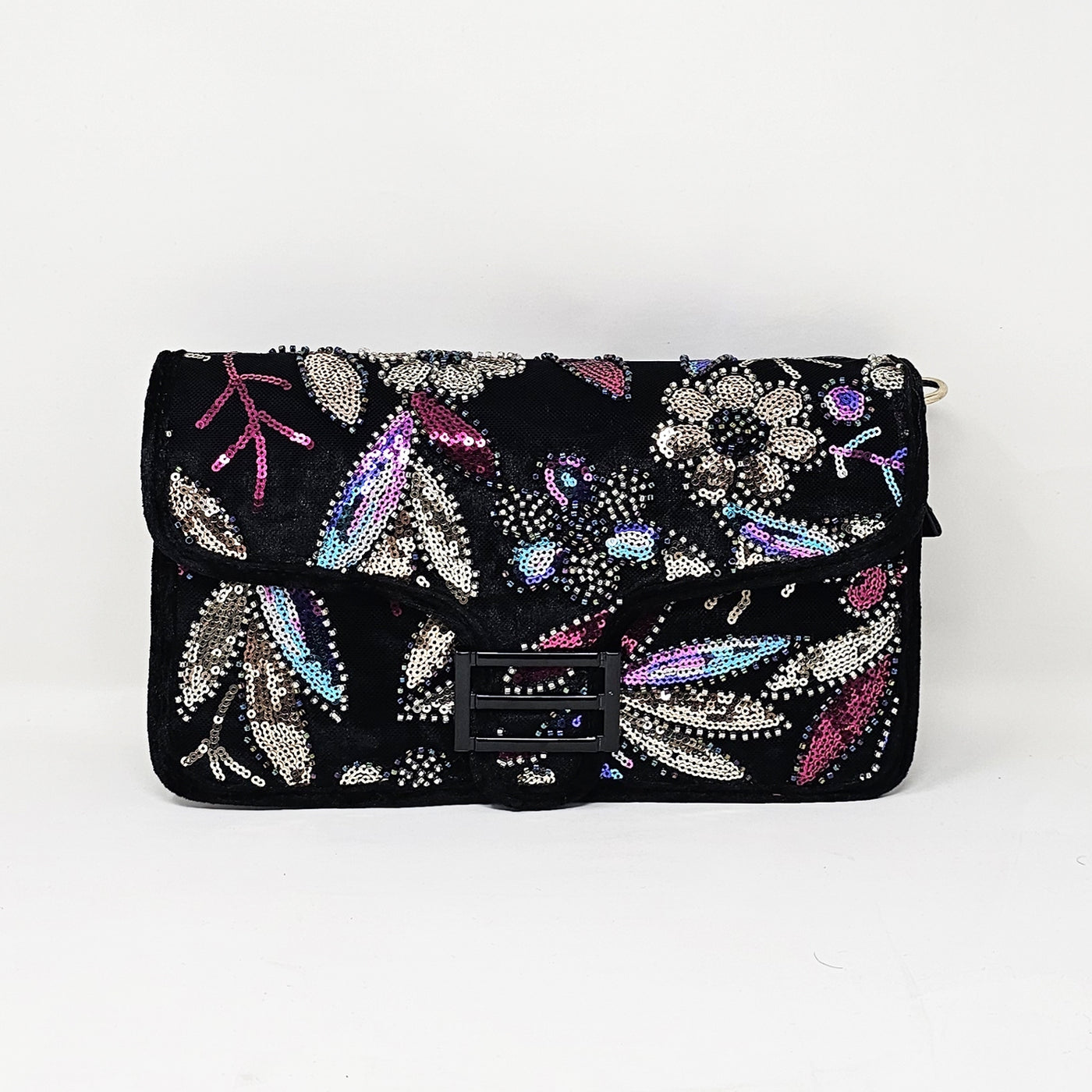 Black Sequinned Crossbody Bag