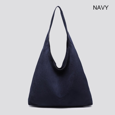 Navy Blue Faux Suede Hobo Bag