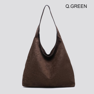 Dark Olive Faux Suede Hobo Bag