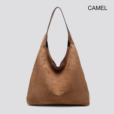Camel Faux Suede Hobo Bag