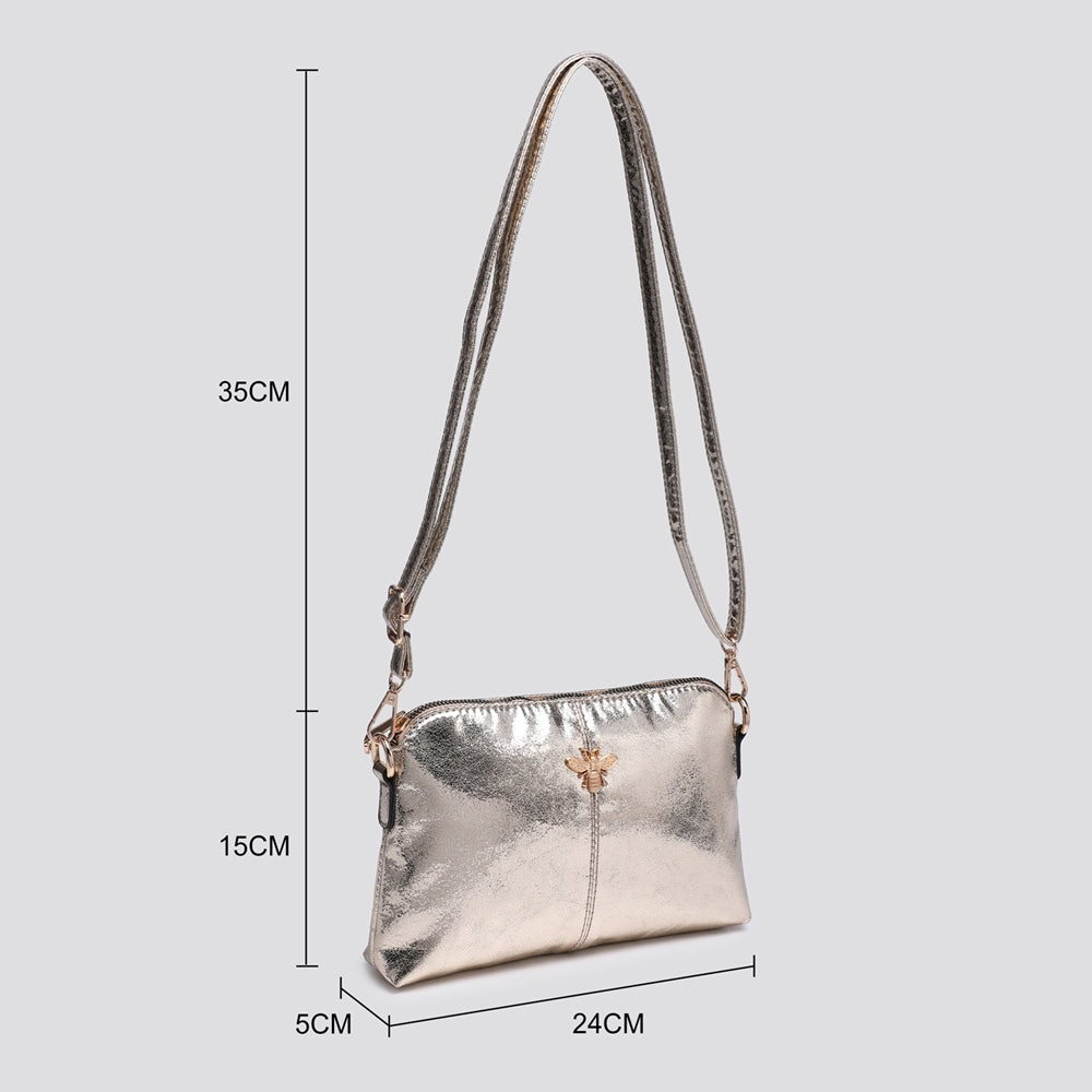 Pewter Metallic Bee Bag