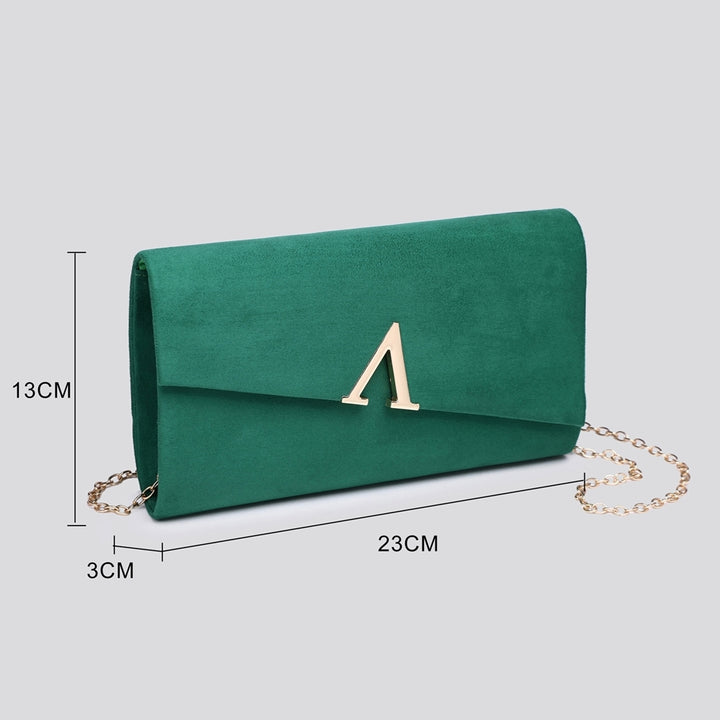 Black Faux Suede Structured Clutch