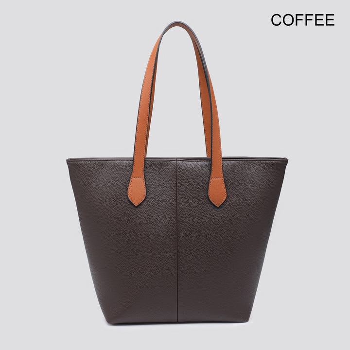 Faux Leather Mid-Size Tote Bag