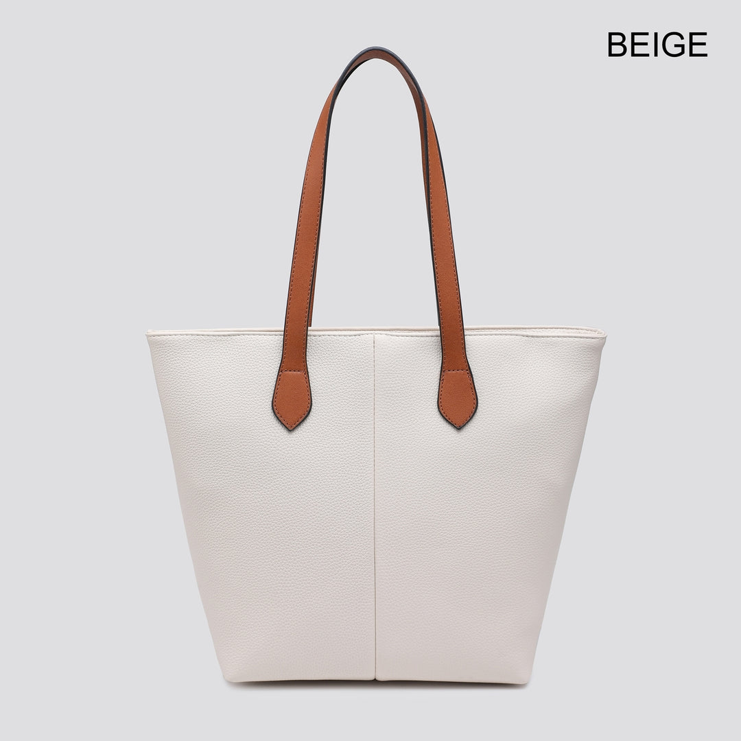 Faux Leather Mid-Size Tote Bag