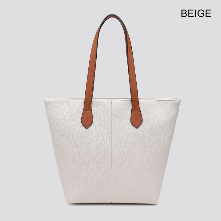 Faux Leather Mid-Size Tote Bag