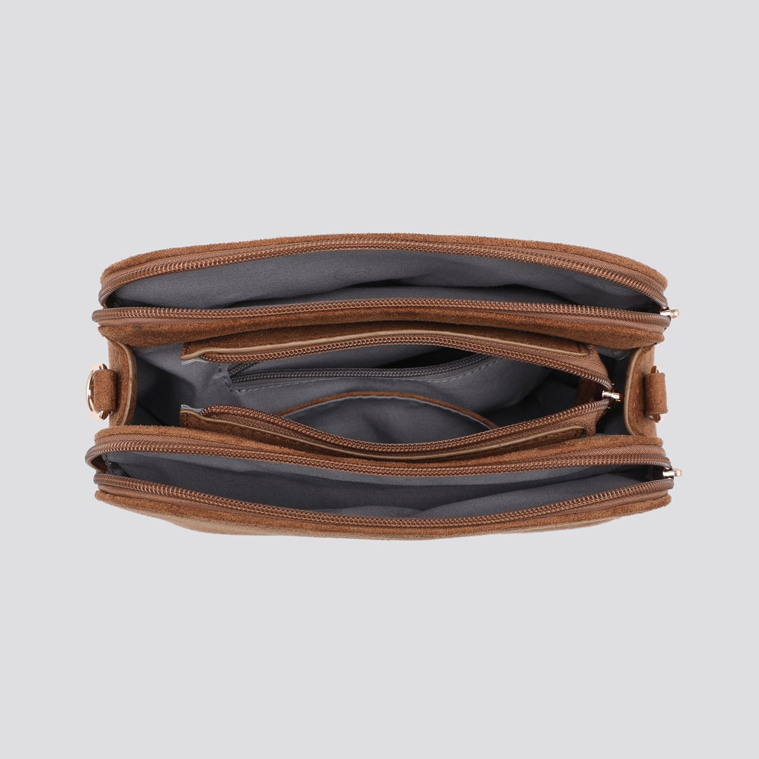 Faux Suede Crossbody Bag