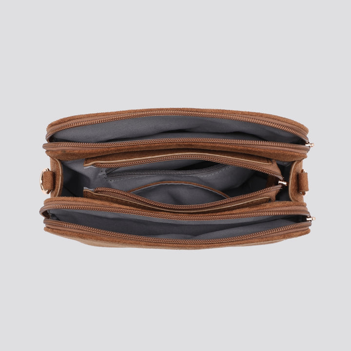 Faux Suede Crossbody Bag