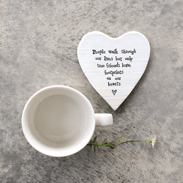 'Friends Leave Footprints' Porcelain Coaster