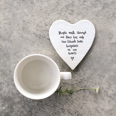 'Friends Leave Footprints' Porcelain Coaster