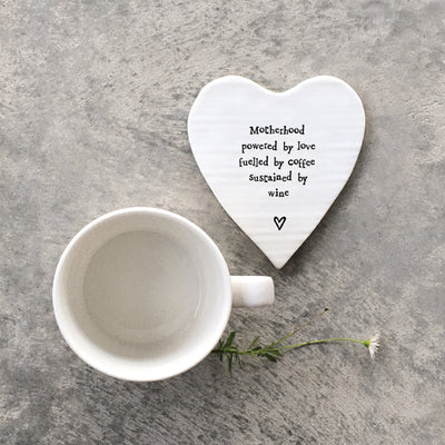 'Motherhood Sustained By Wine' Porcelain Coaster