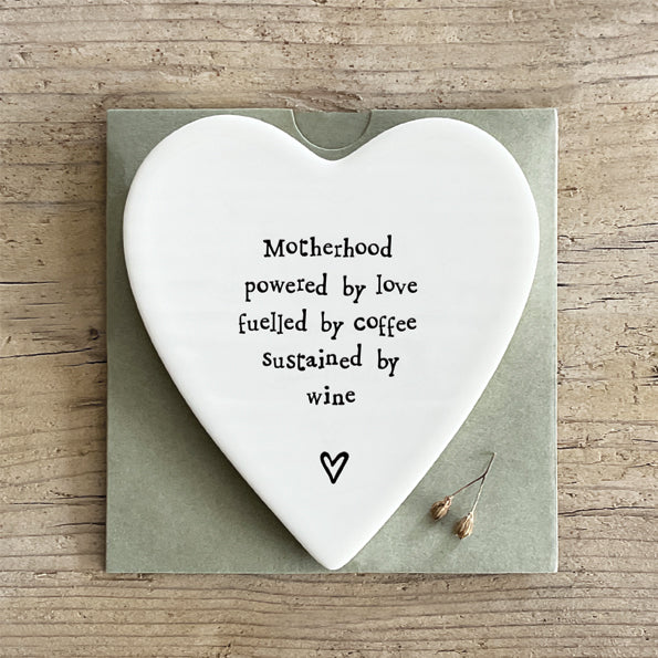 'Motherhood Sustained By Wine' Porcelain Coaster