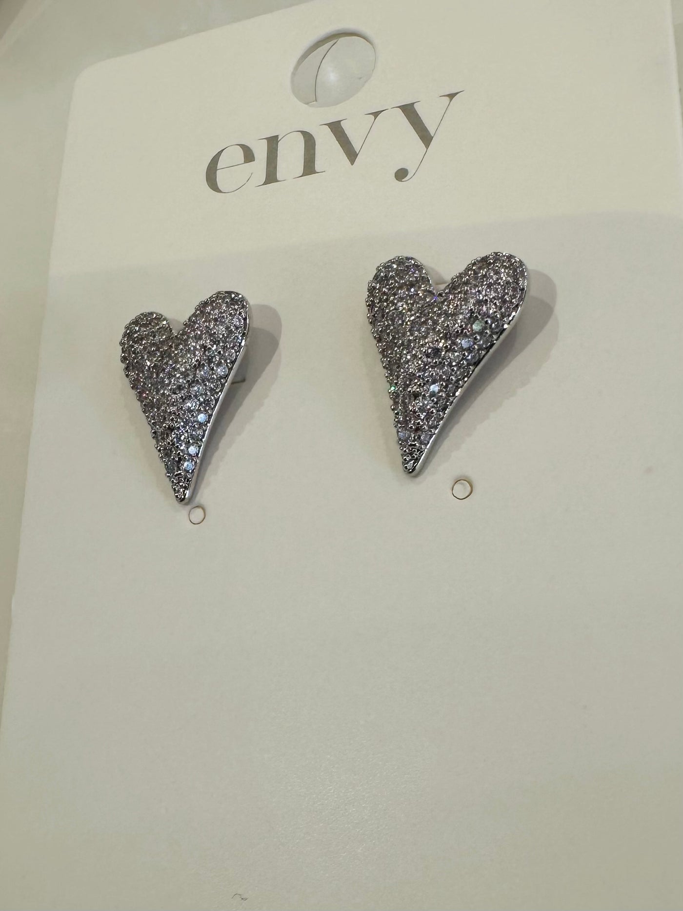 Silver Diamante Heart Earrings