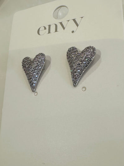 Silver Diamante Heart Earrings