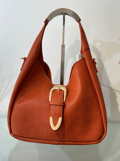 Orange Slouch Buckle Bag