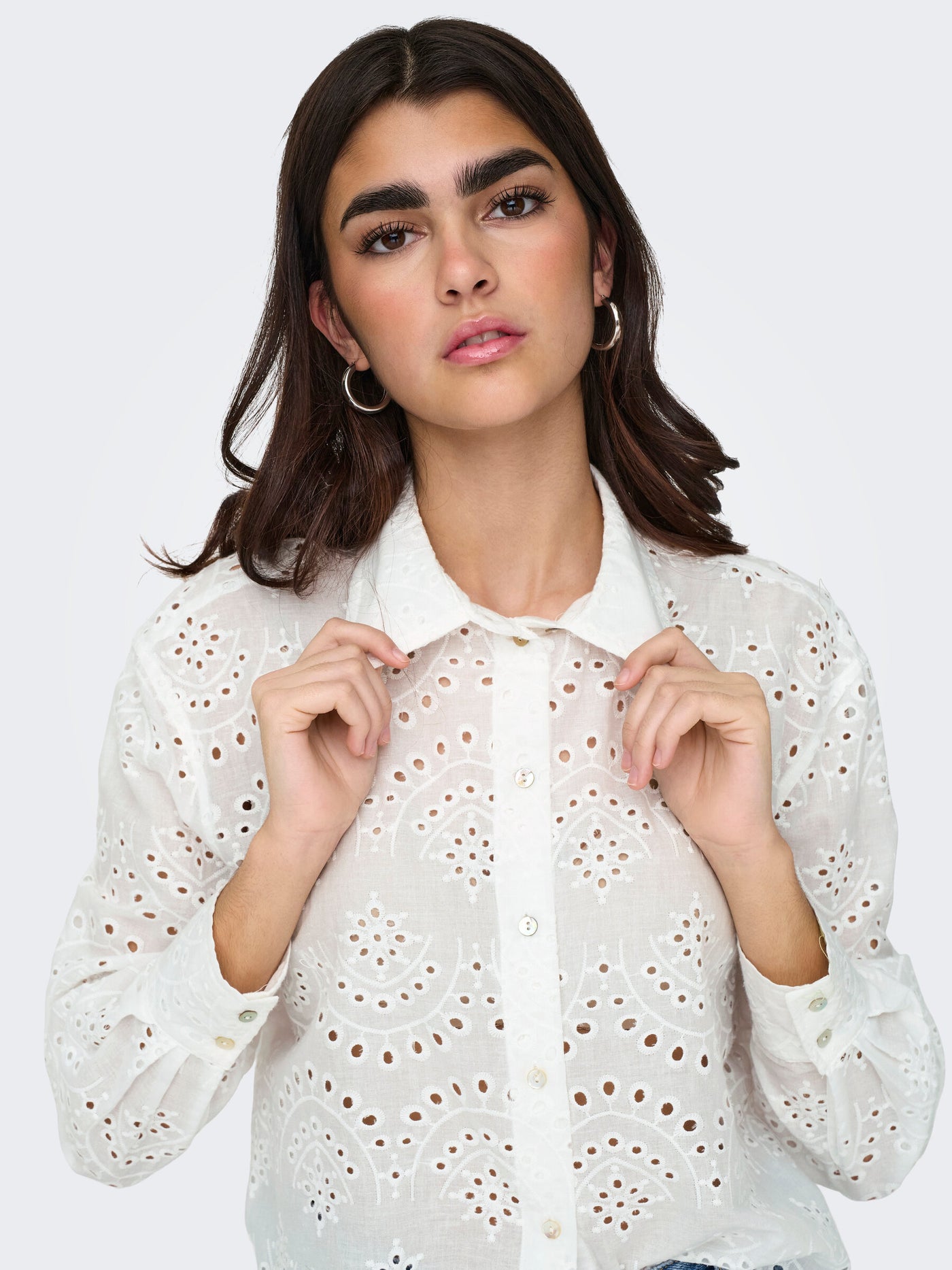 ONLY Off White Broderie Shirt