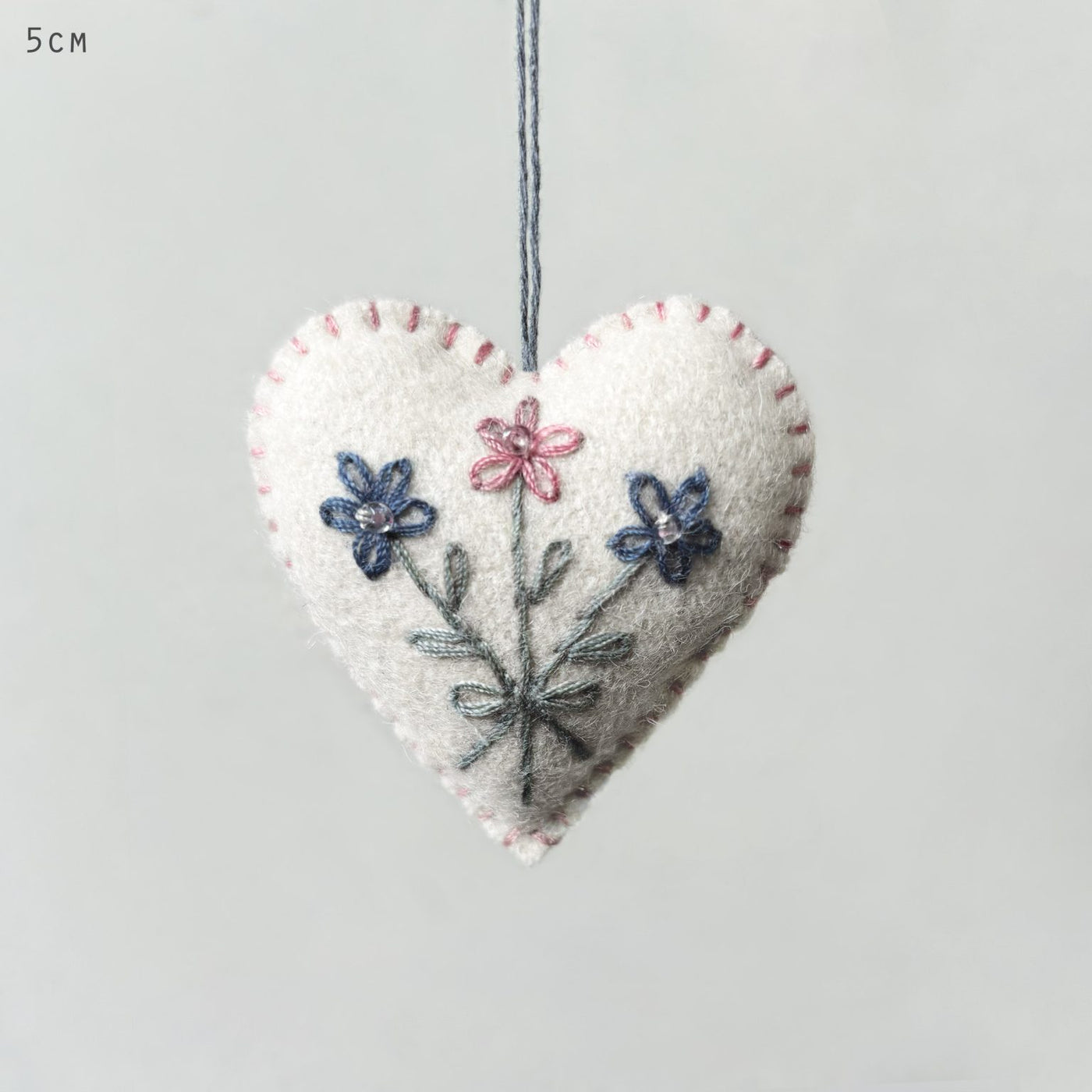 Small Embroidered Wool Heart