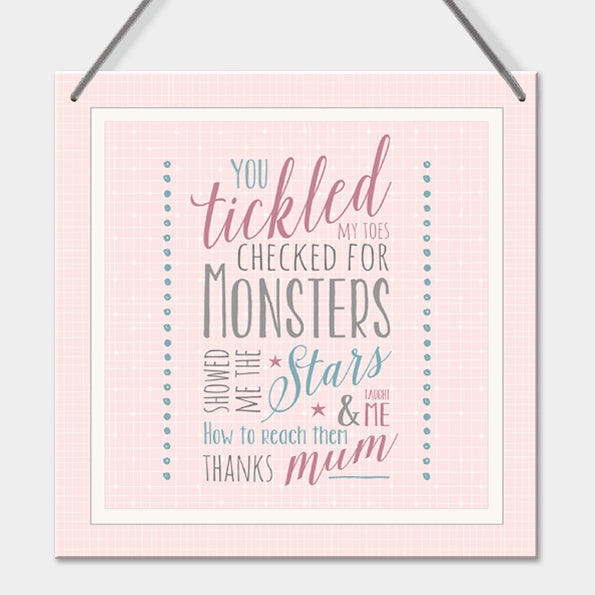 'Thanks Mum' Hanging Wooden Sign