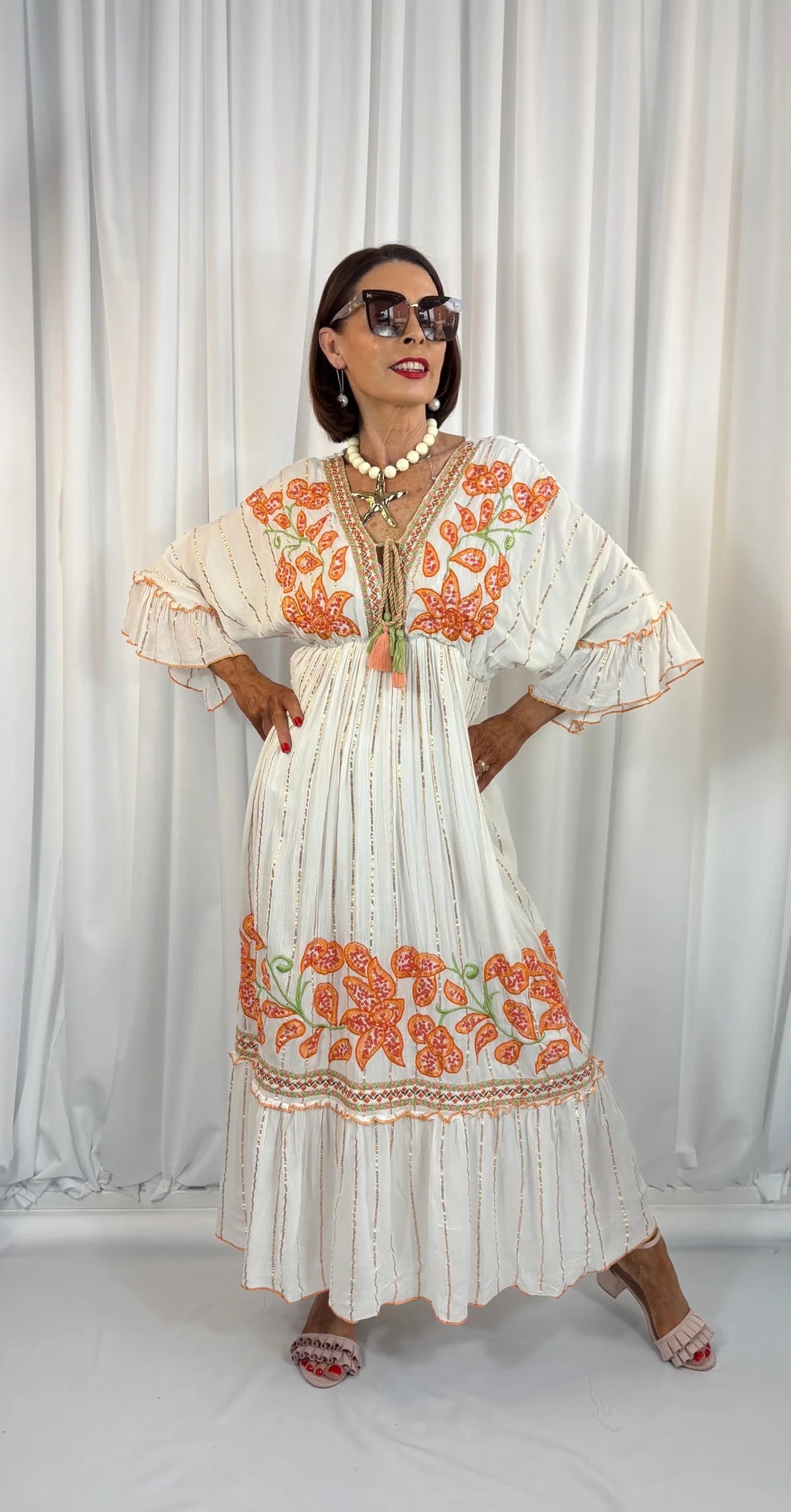 Rosalie Floral Boho Dress - Orange