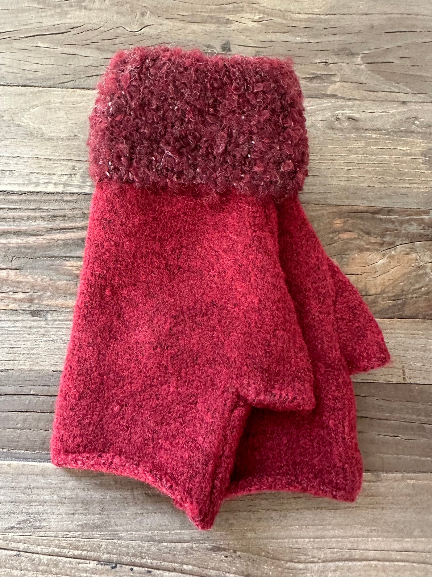 Wine Boucle Hand Warmers