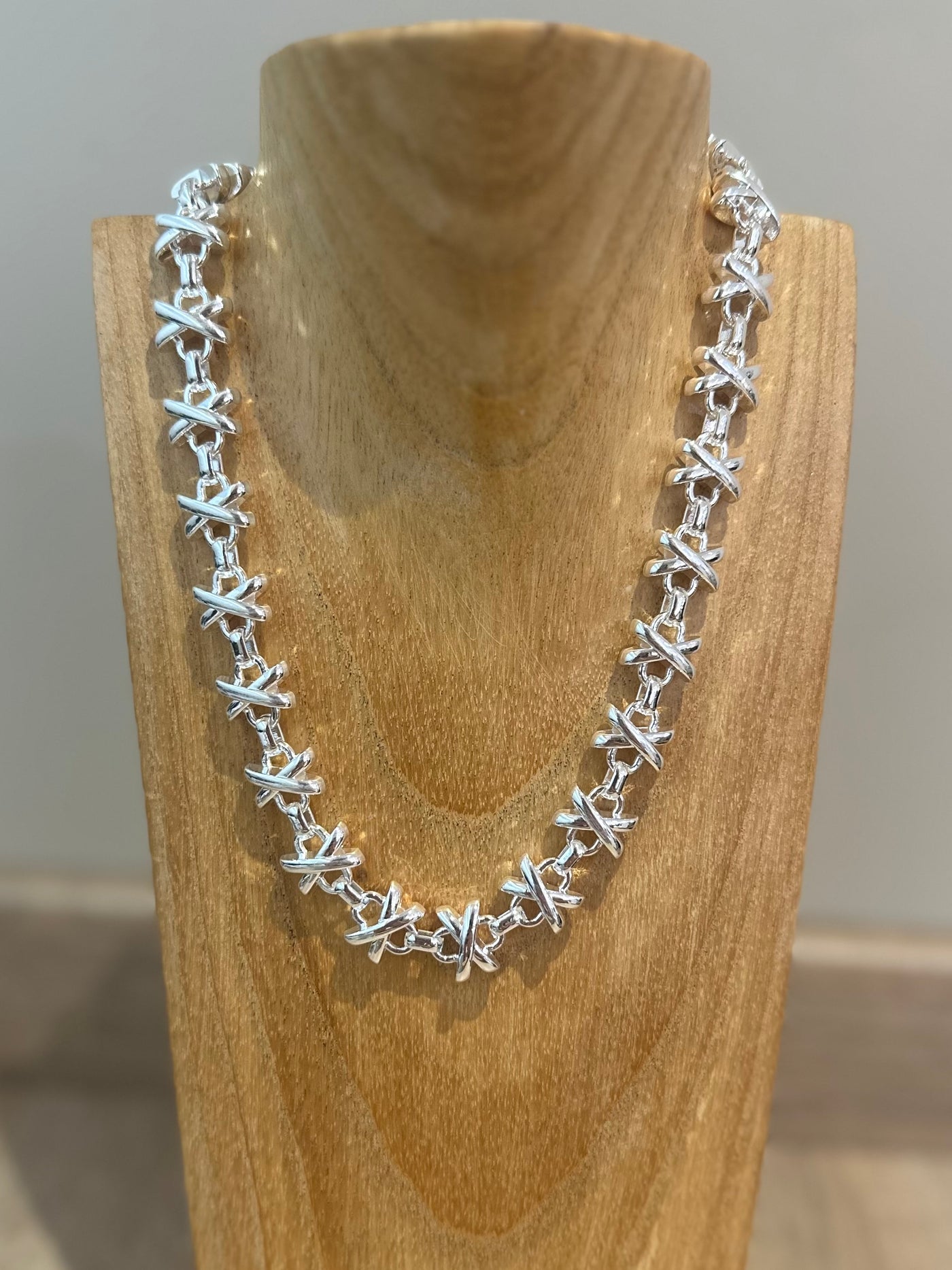 Silver Criss Cross Necklace
