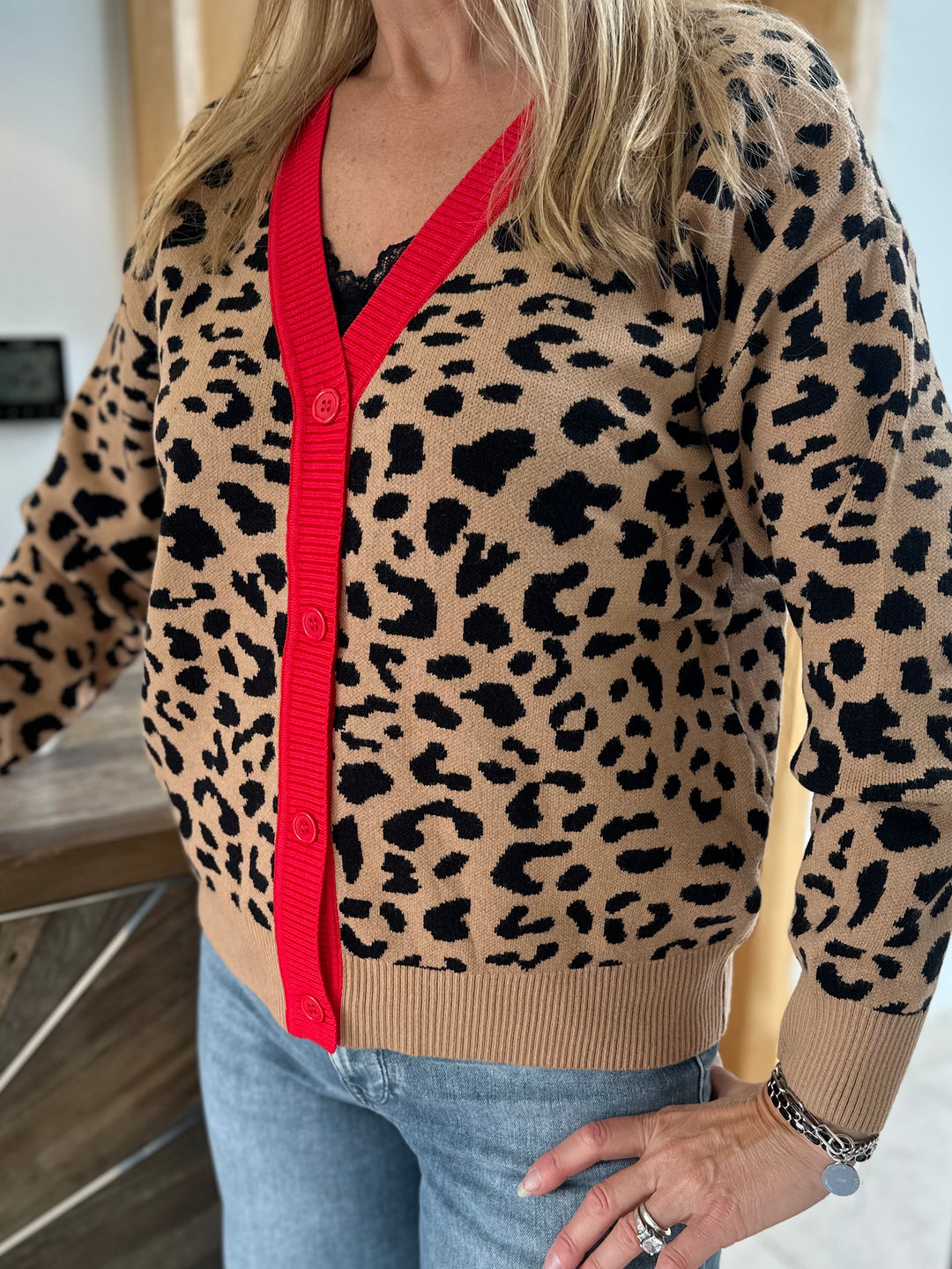 Zelly Leopard & Red Cardigan