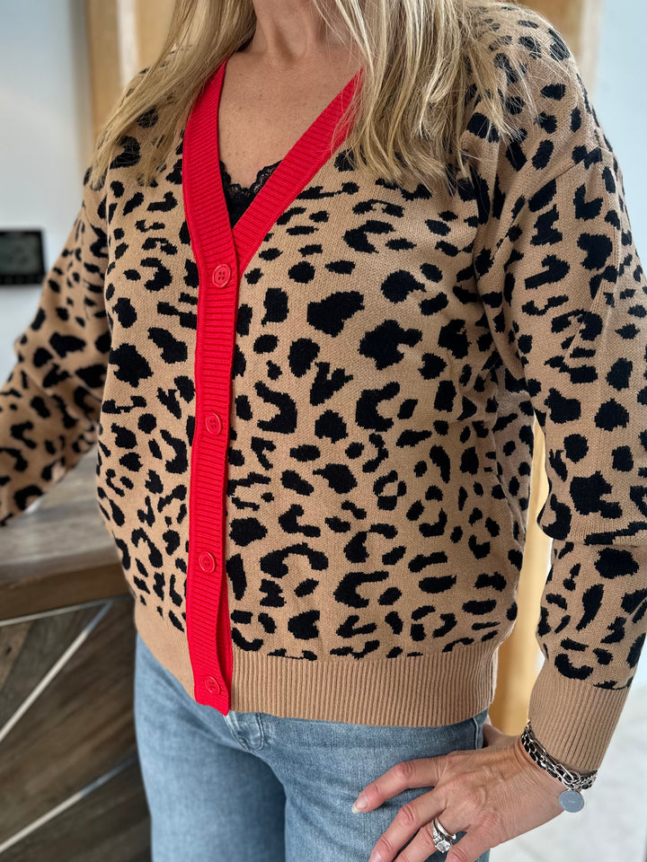 Zelly Leopard & Red Cardigan