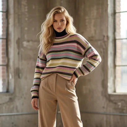 Pastel & Chocolate Brown Stripe Jumper