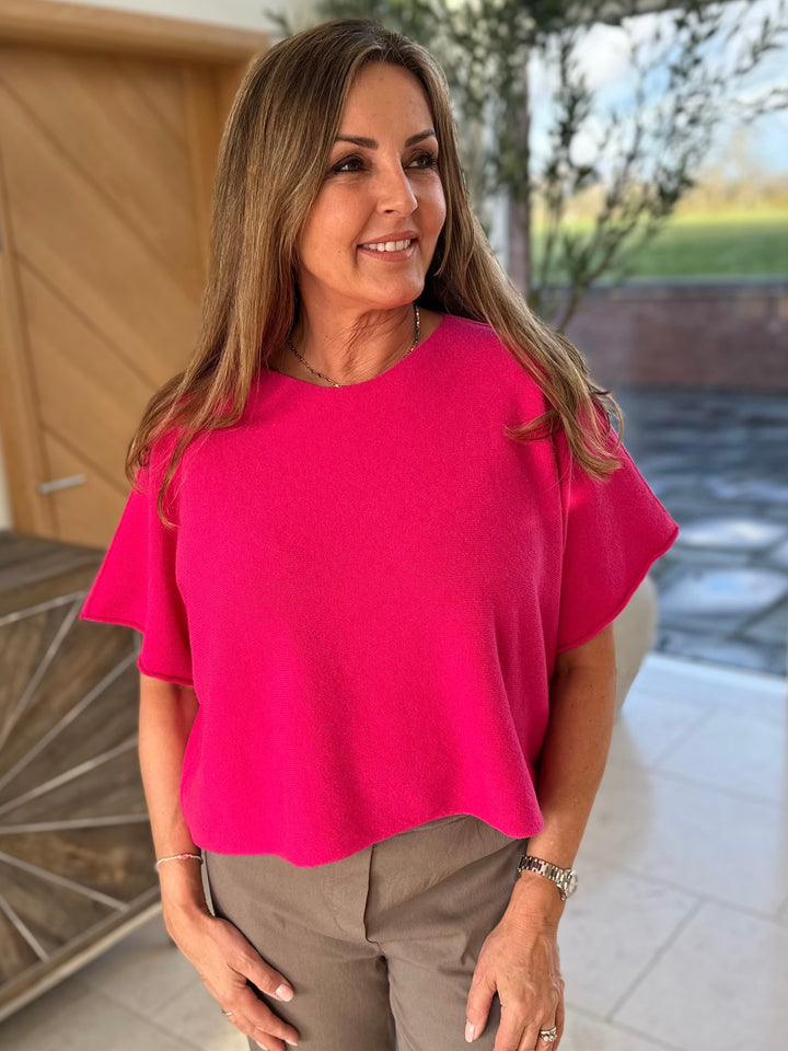 Fuchsia Pink Short Sleeved Jumper