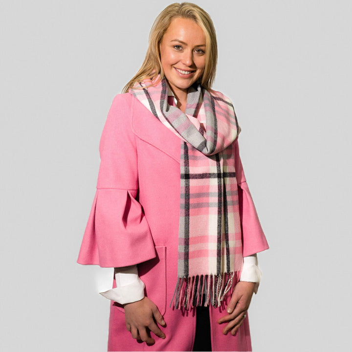 Zelly Pink Check Scarf