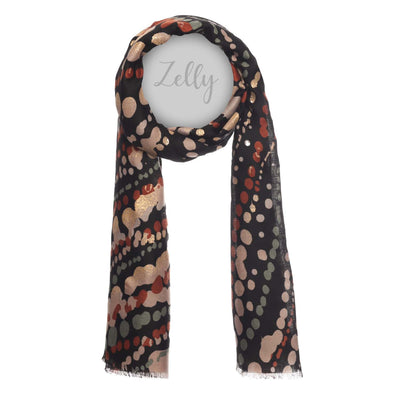 Zelly Black Metallic Detail Scarf