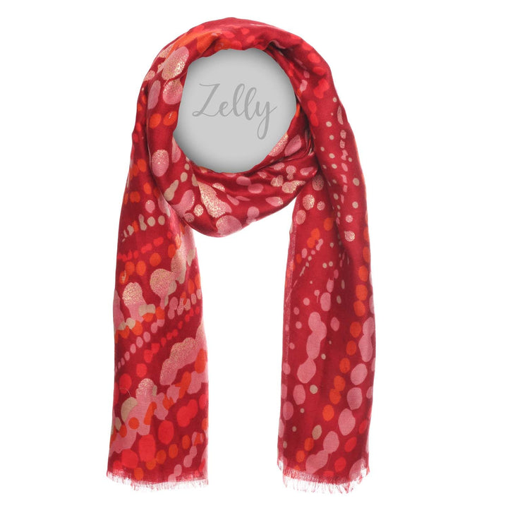 Zelly Red Metallic Detail Scarf