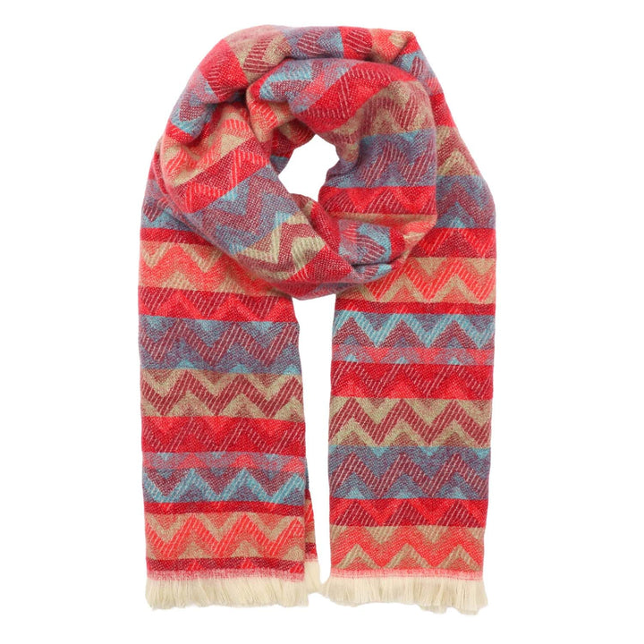 Zelly Red Zig-Zag Scarf