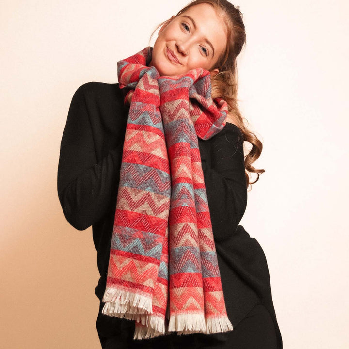 Zelly Red Zig-Zag Scarf