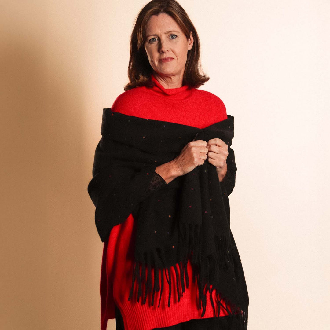 Zelly Black Multi Spots Scarf