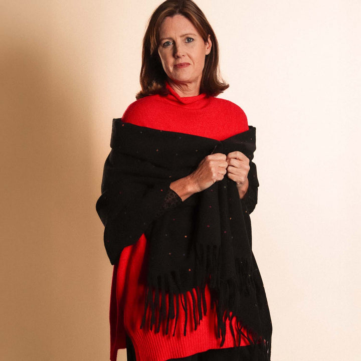 Zelly Black Multi Spots Scarf