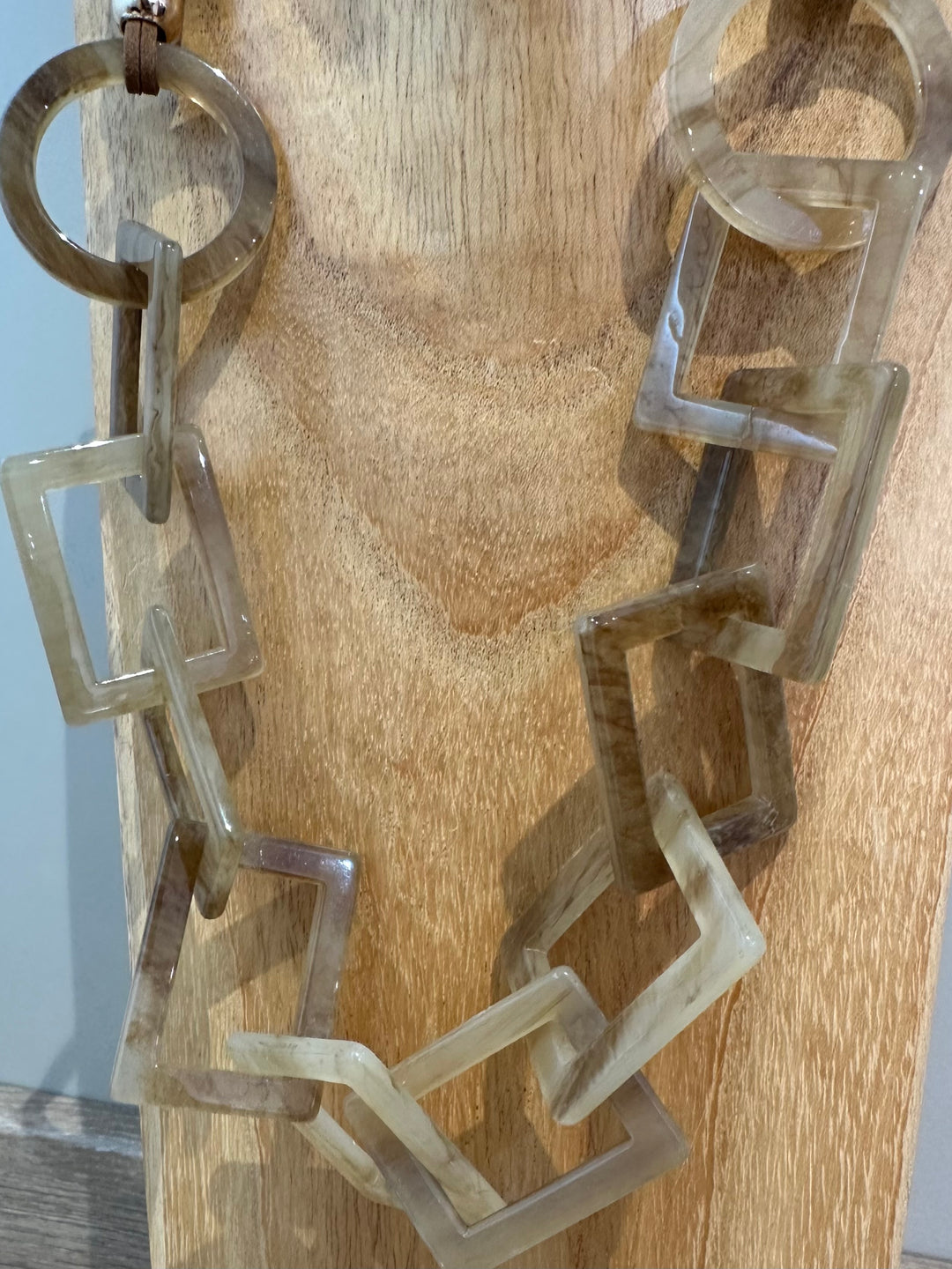 Tan & Sand Cord & Resin Necklace