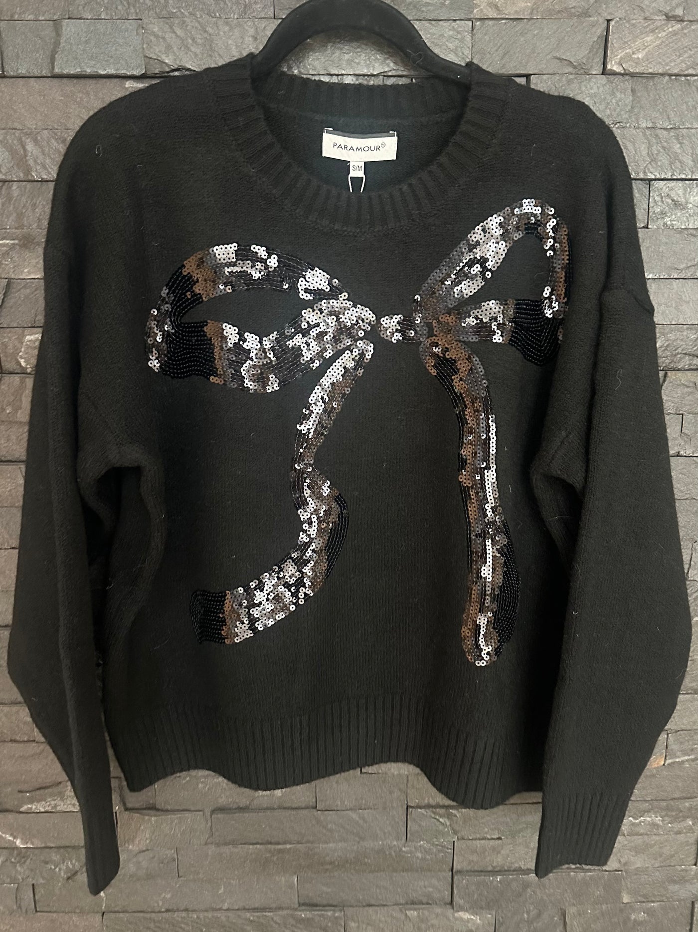 Black Sequin Bow Jumper