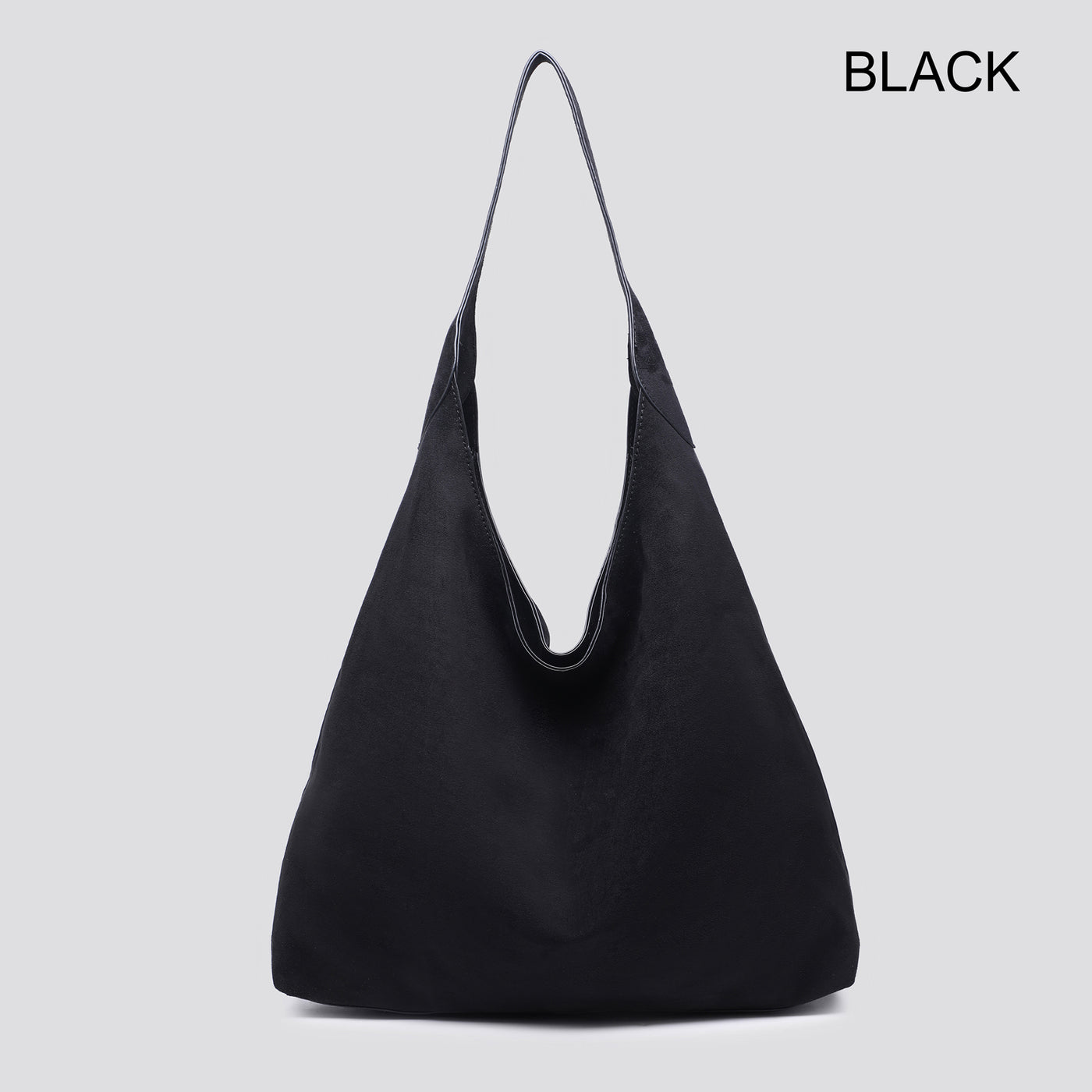 Black Faux Suede Hobo Bag