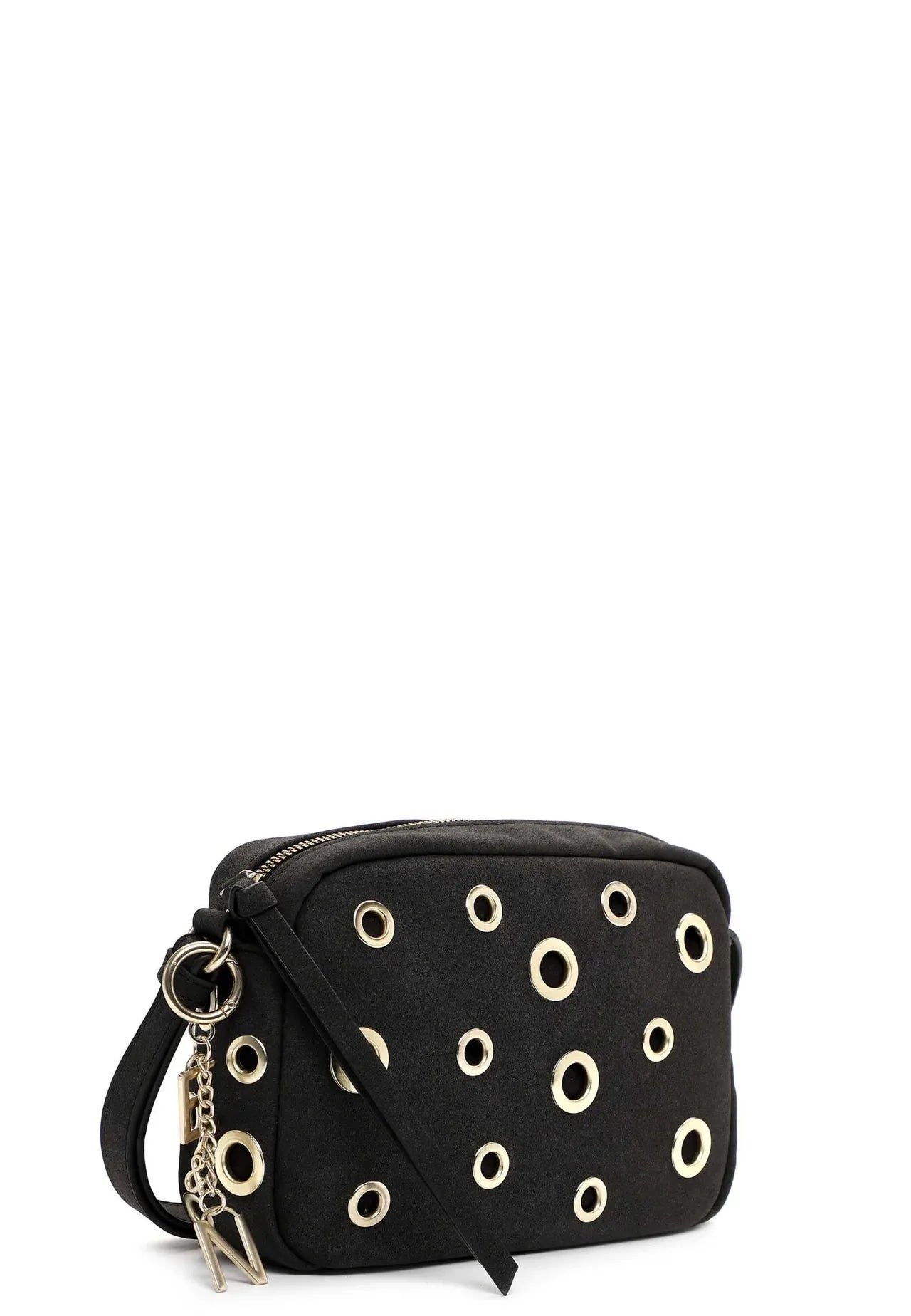 Graphite & Gold Eyelet Bag