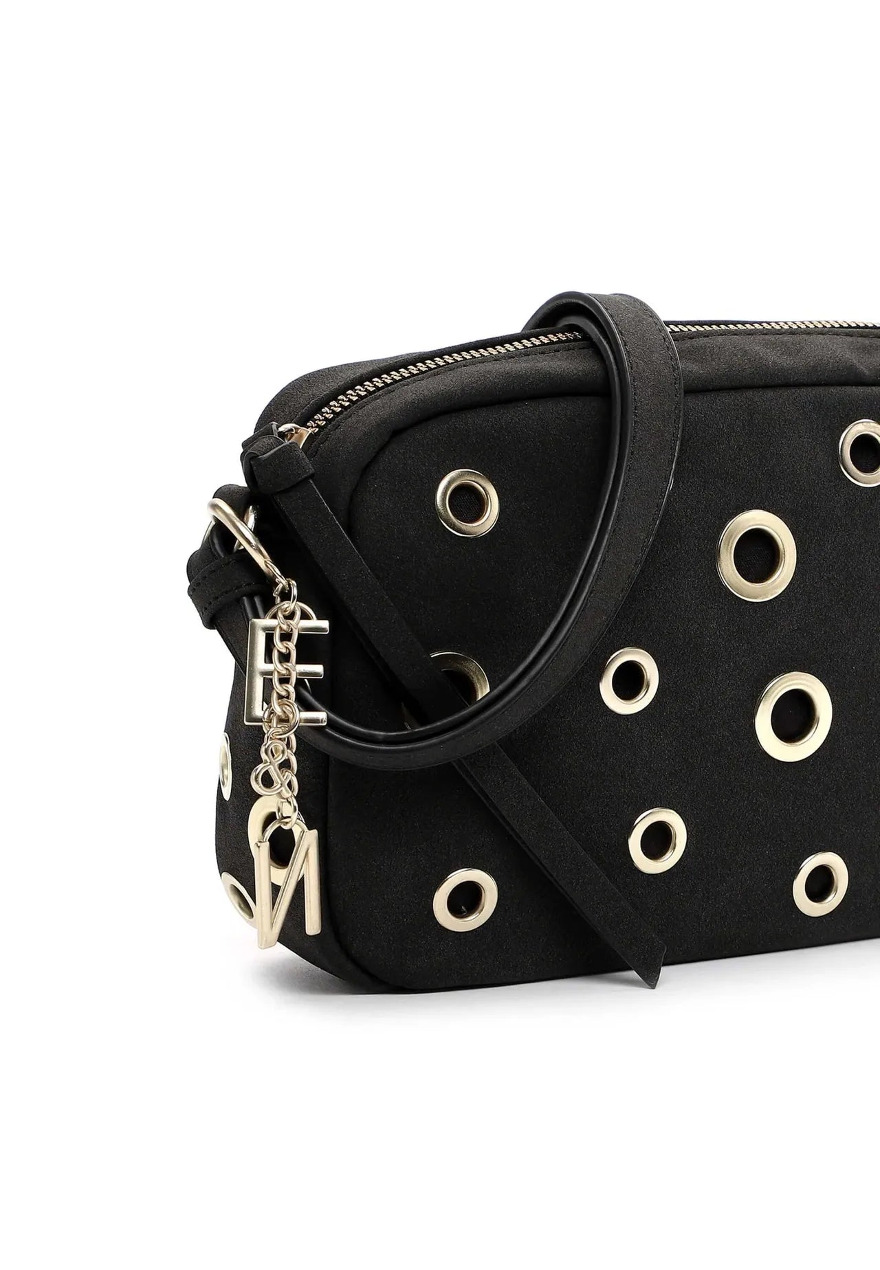 Graphite & Gold Eyelet Bag