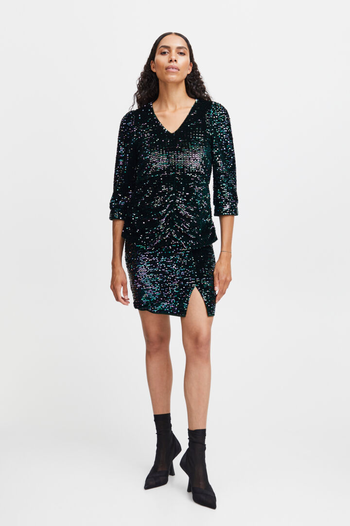 Byoung Green Sequin Salta Mini Skirt