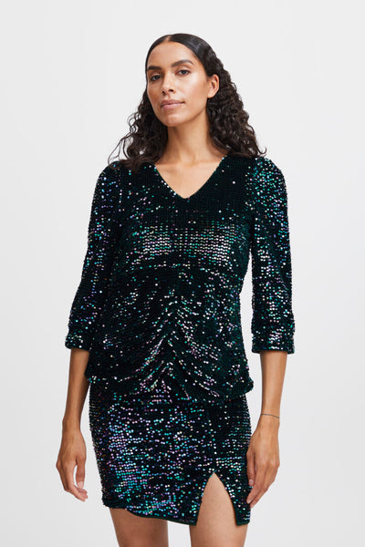 Byoung Green Sequin Salta Top