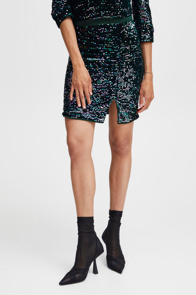 Byoung Green Sequin Salta Mini Skirt